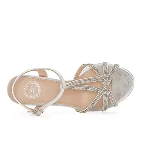 Silver Stiletto Heels with Criss-Cross Straps - Picture 2 of 4